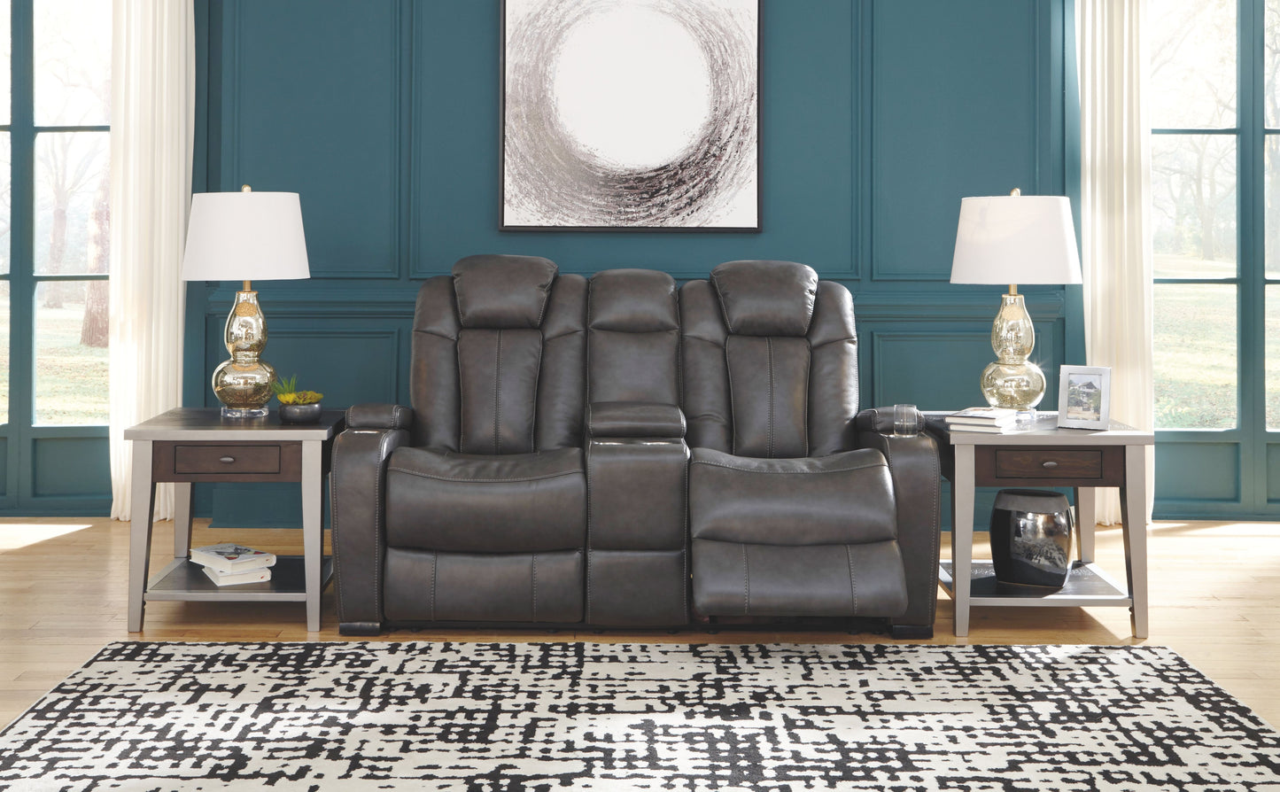 Turbulance - Quarry - Pwr Rec Loveseat with Adjustable Headrest