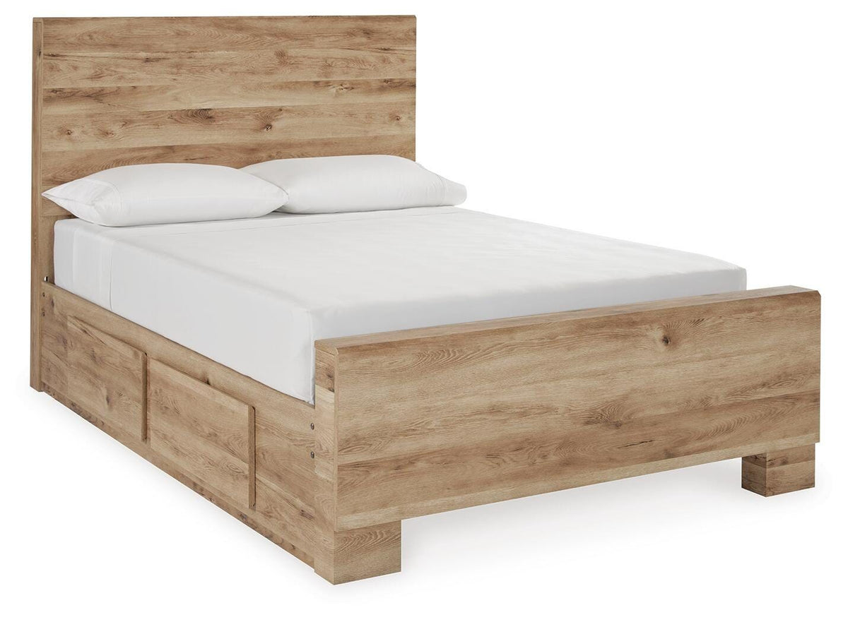 Hyanna - Full Panel Bed With 2 Side Storage - Tan Brown - Wood
