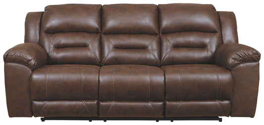 Stoneland - Power Reclining Sofa - Faux Leather - Chocolate