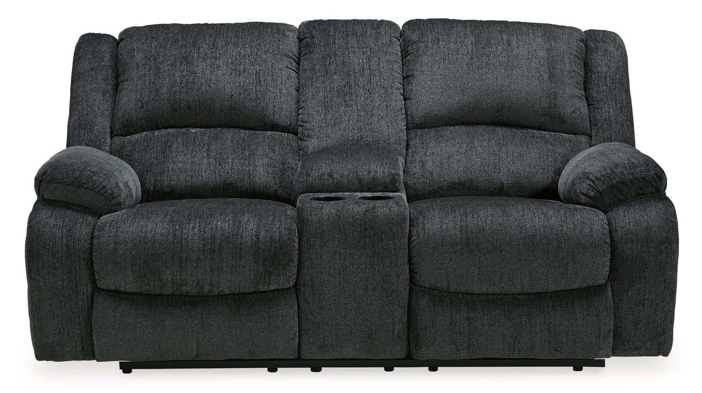 Draycoll - Slate - Dbl Reclining Power Loveseat W/Console - Fabric