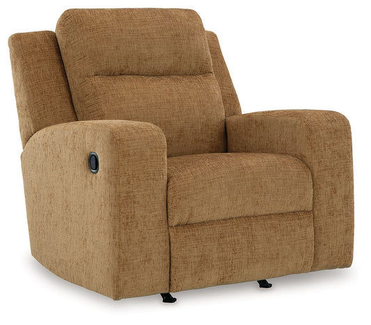 Kanlow - Rocker Recliner - Fabric - Honey