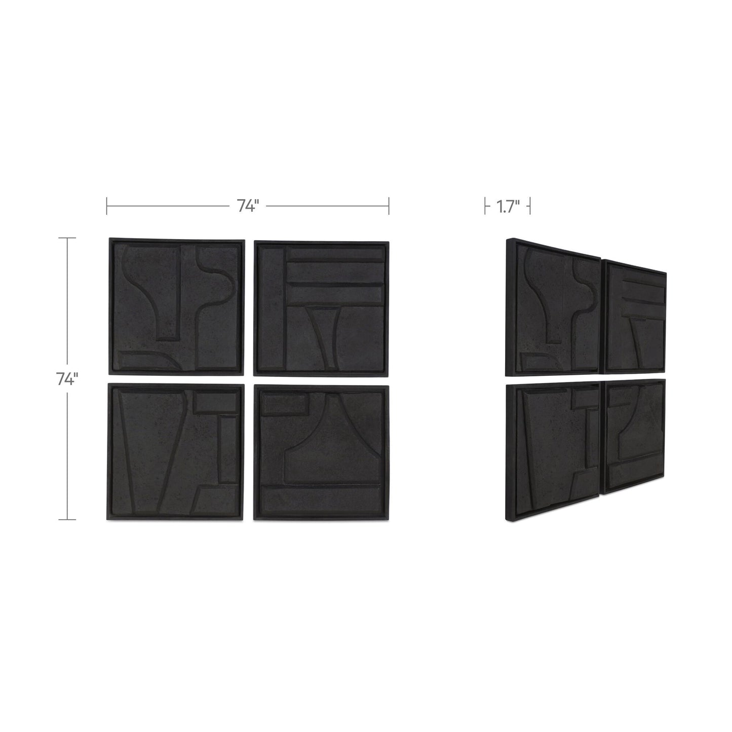 Alva - Wall Sculpture (Set of 4) - Black