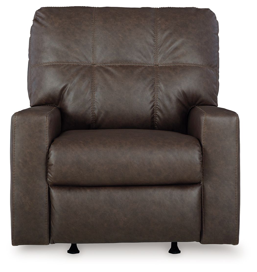 Barlin Mills - Rocker Recliner - Faux Leather - Umber
