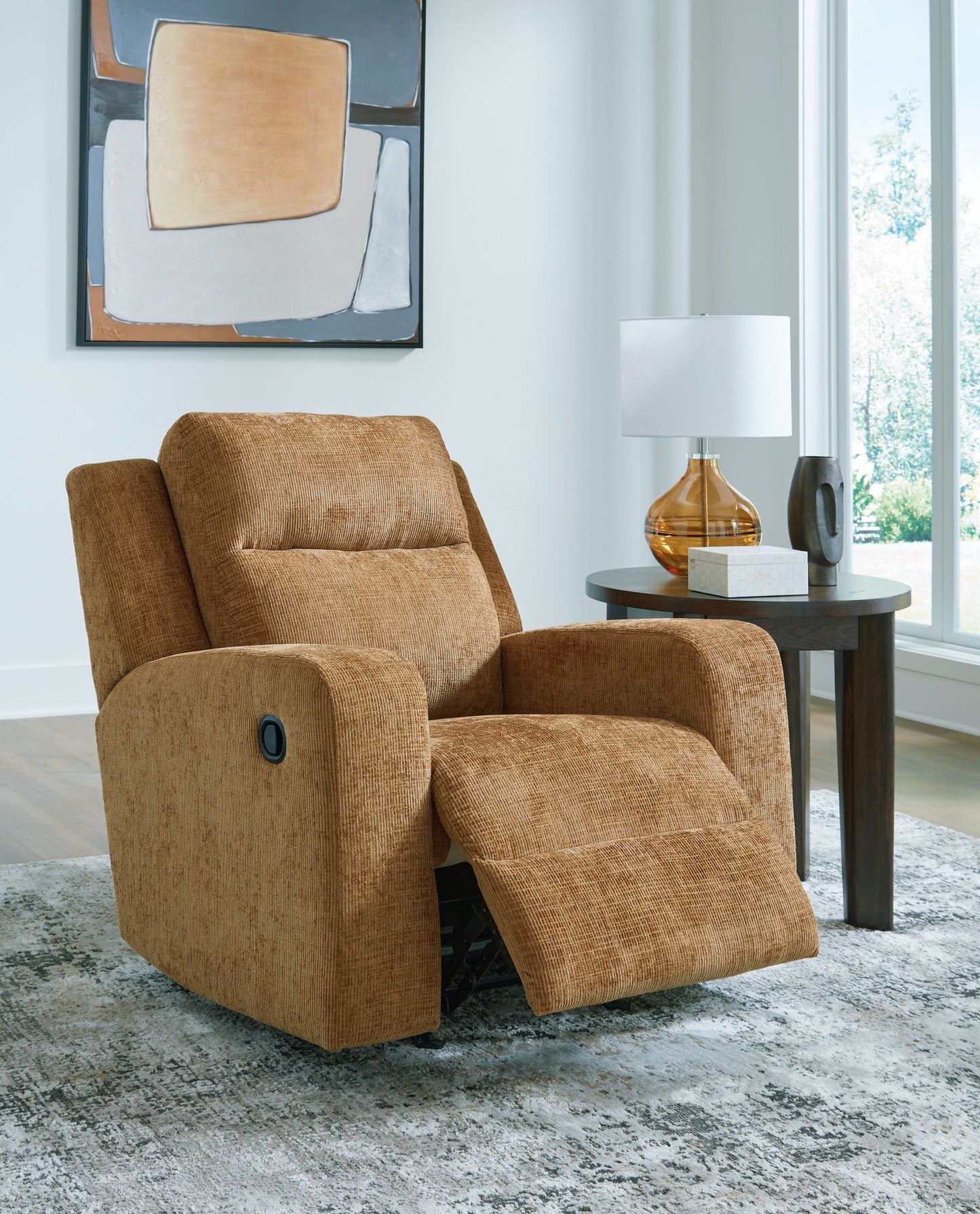 Kanlow - Rocker Recliner - Fabric - Honey
