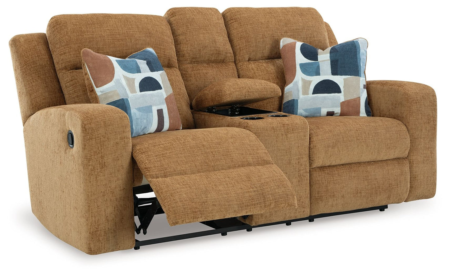 Kanlow - Dbl Reclining Loveseat With Console - Fabric - Honey