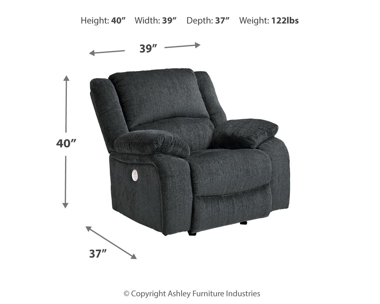 Draycoll - Slate - Power Rocker Recliner - Fabric