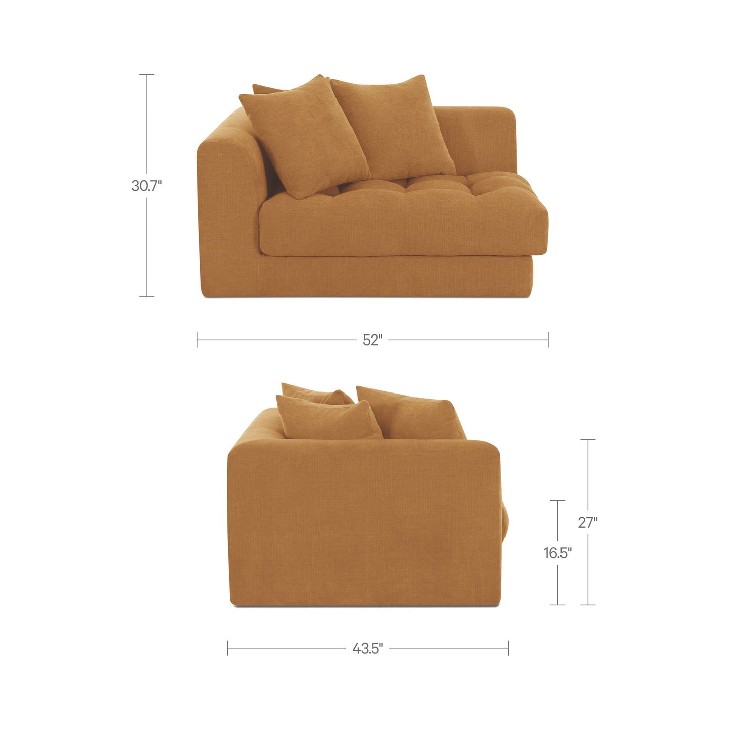 Davie - Left Arm Facing Chair - GoldenYellow