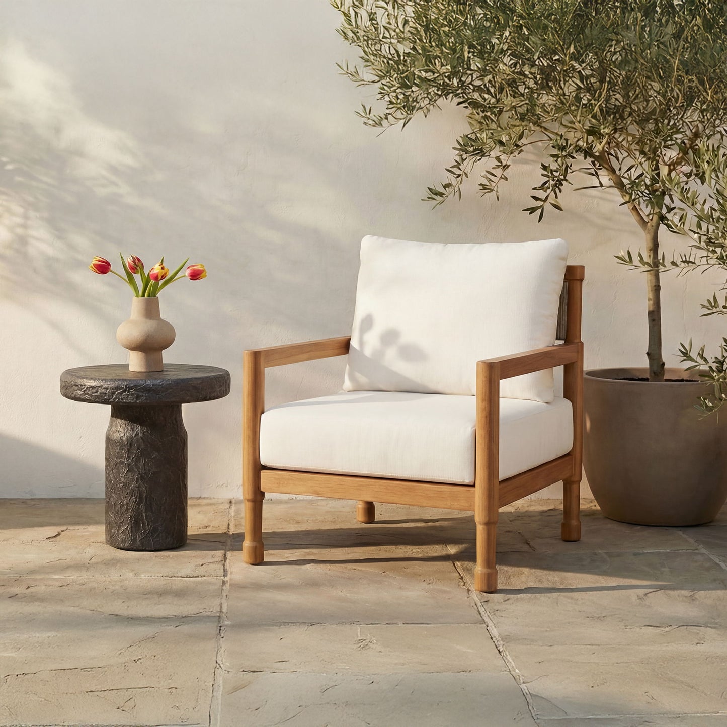 Nia - Outdoor Side Table - Charcoal / Gray