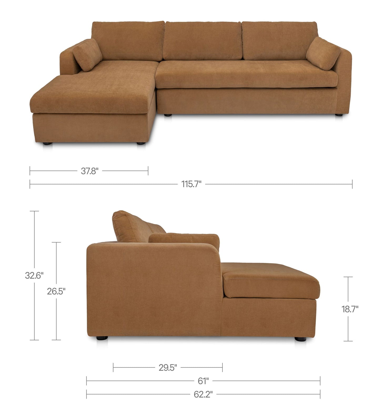 Burrow - Sleeper Sectional With Left Storage Chaise - Ginger