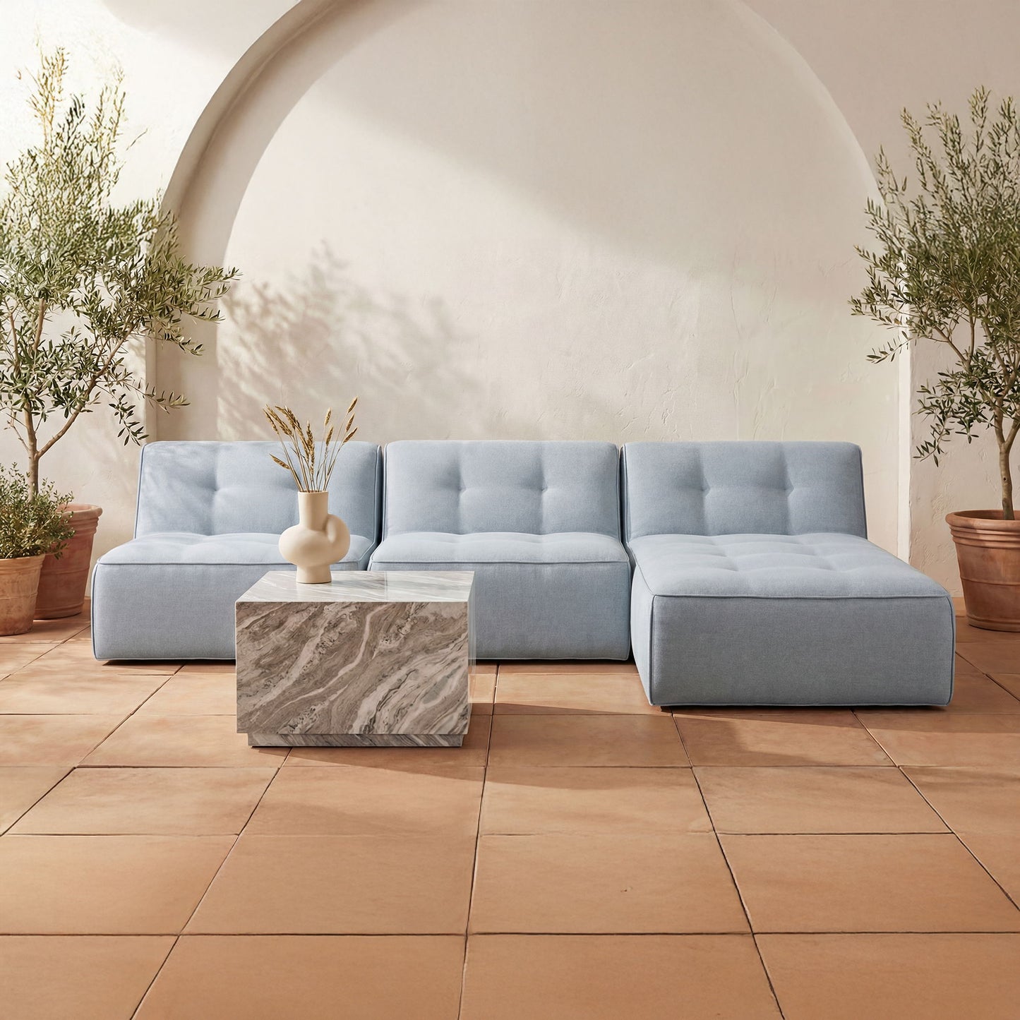 Lou - Outdoor Coffee Table - Light Brown / Beige