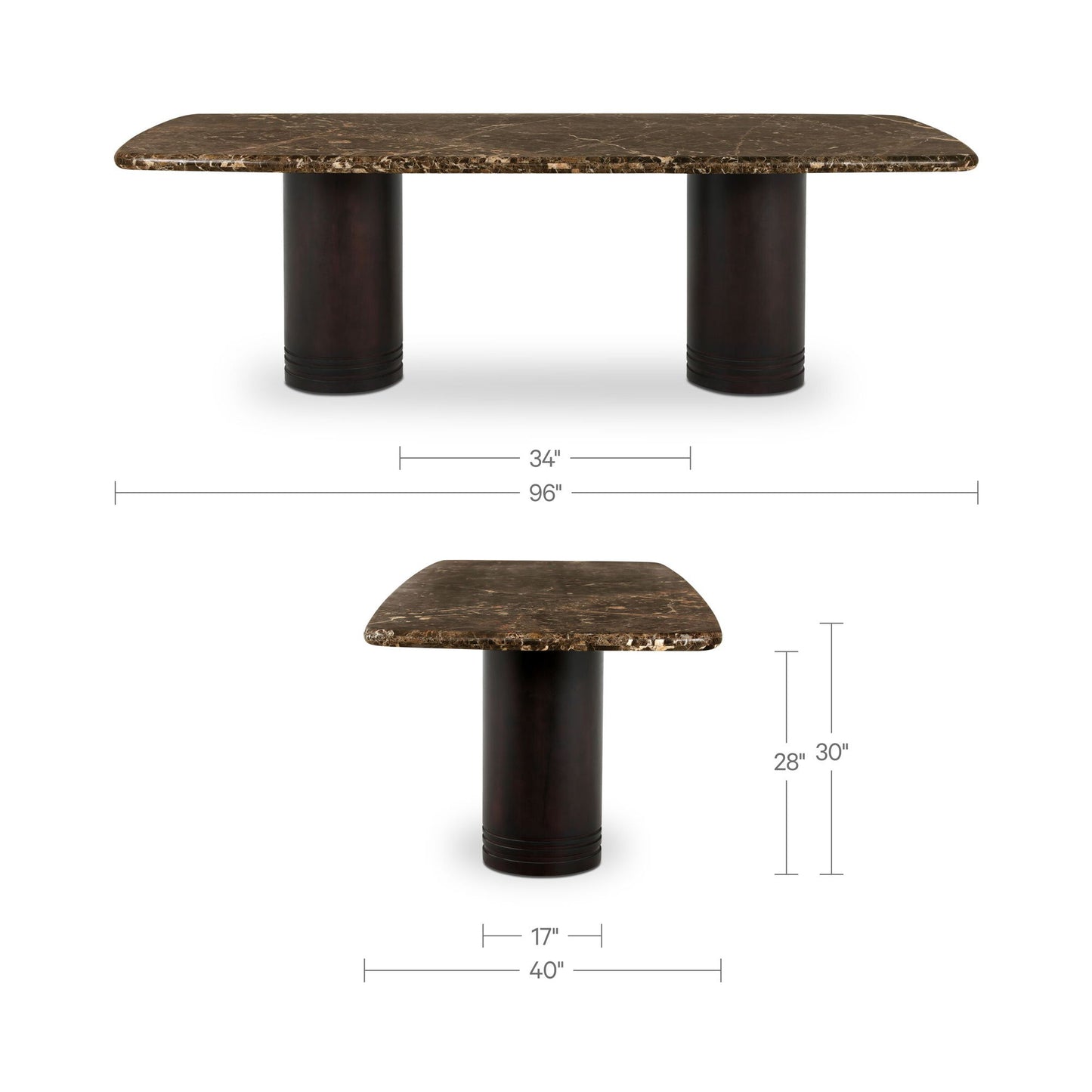 Daphne - Dining Table Large Dark Emperador Marble - Brown