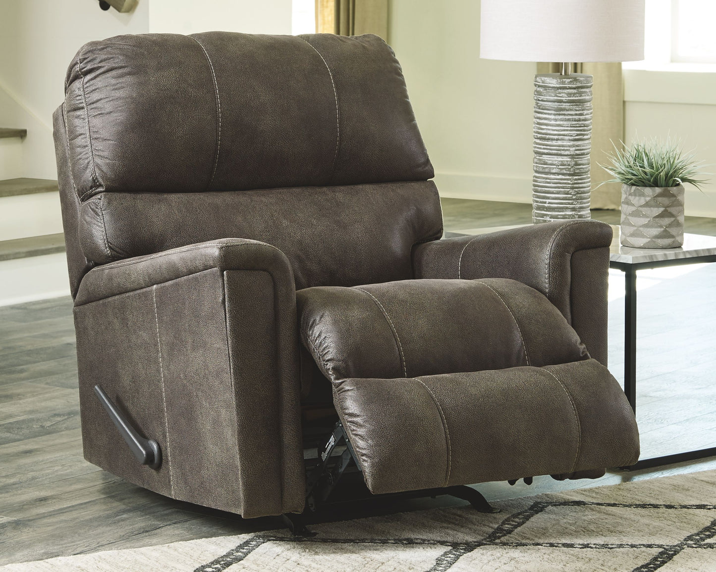 Navi - Rocker Recliner - Faux Leather - Smoke