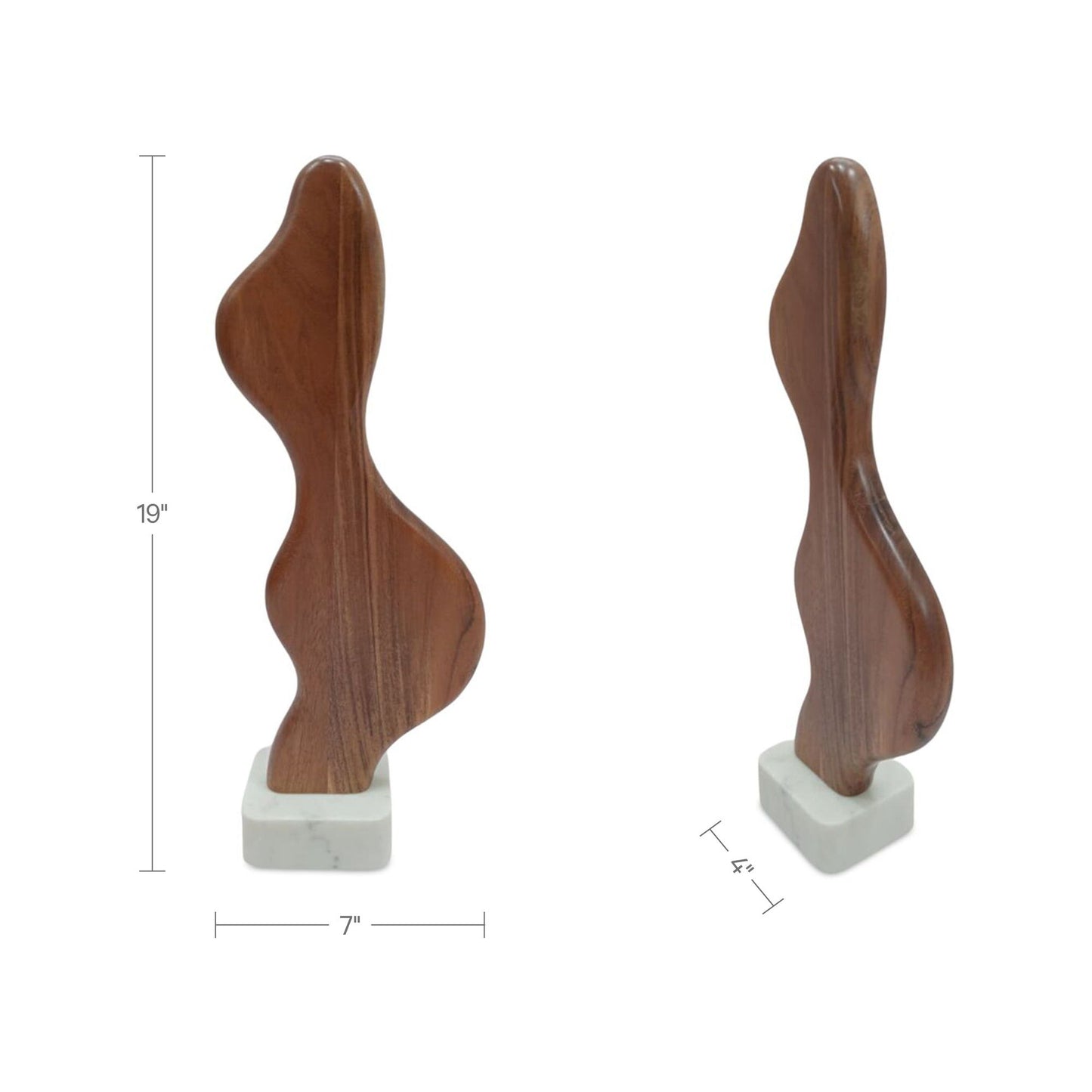 Eon - Wood And Marble Sculpture 2 - Brown