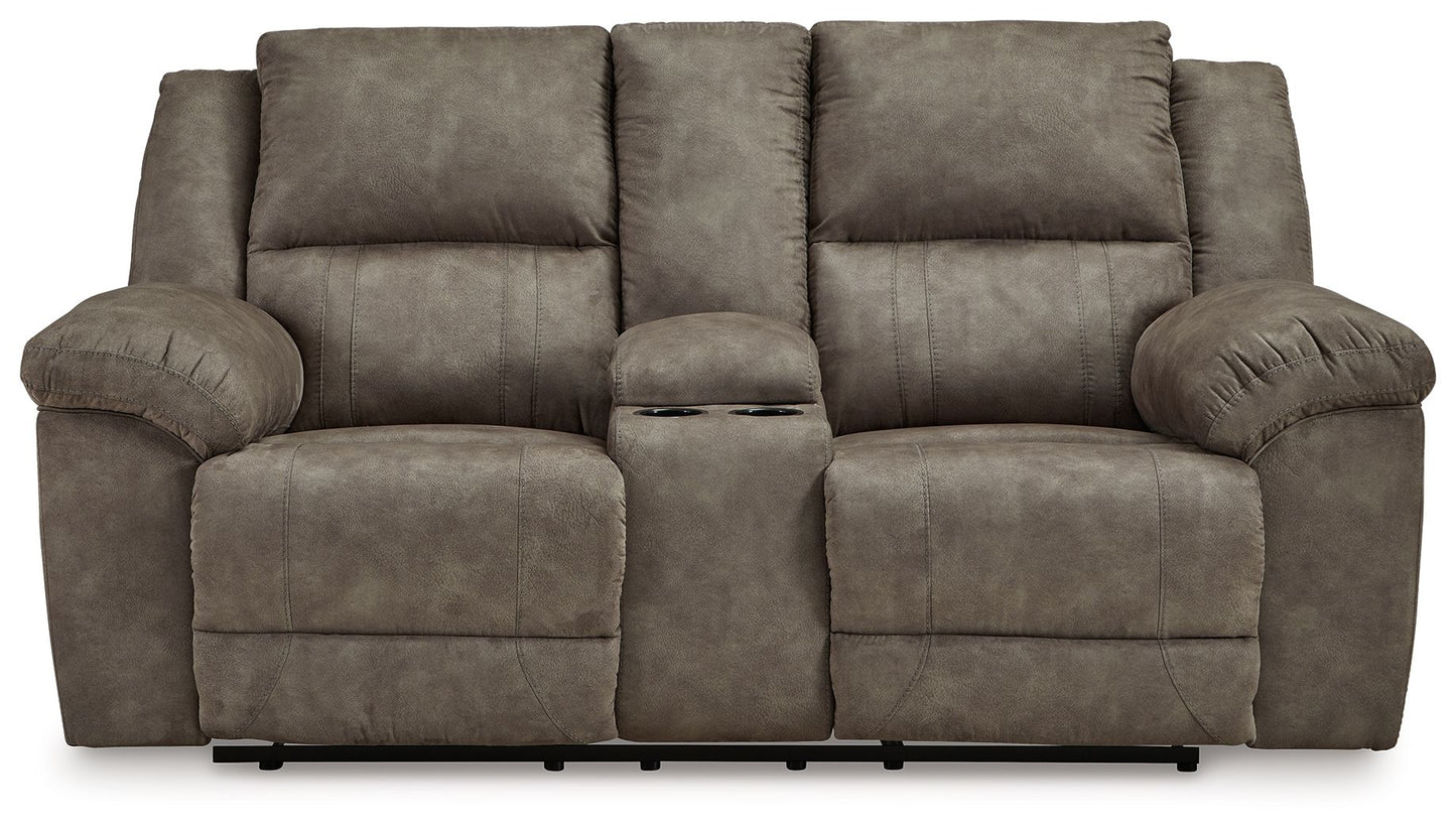 Laresview - Dbl Reclining Loveseat With Console - Faux Leather - Fossil