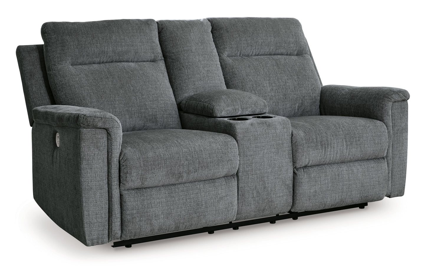 Barnsana - Gravel - Dbl Power Reclining Loveseat with Console - Fabric