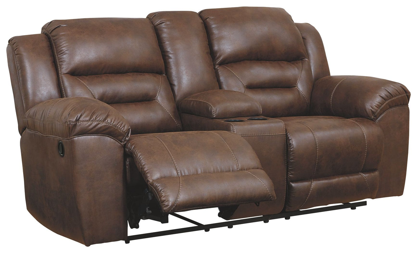 Stoneland - Dbl Reclining Loveseat with Console - Faux Leather - Chocolate
