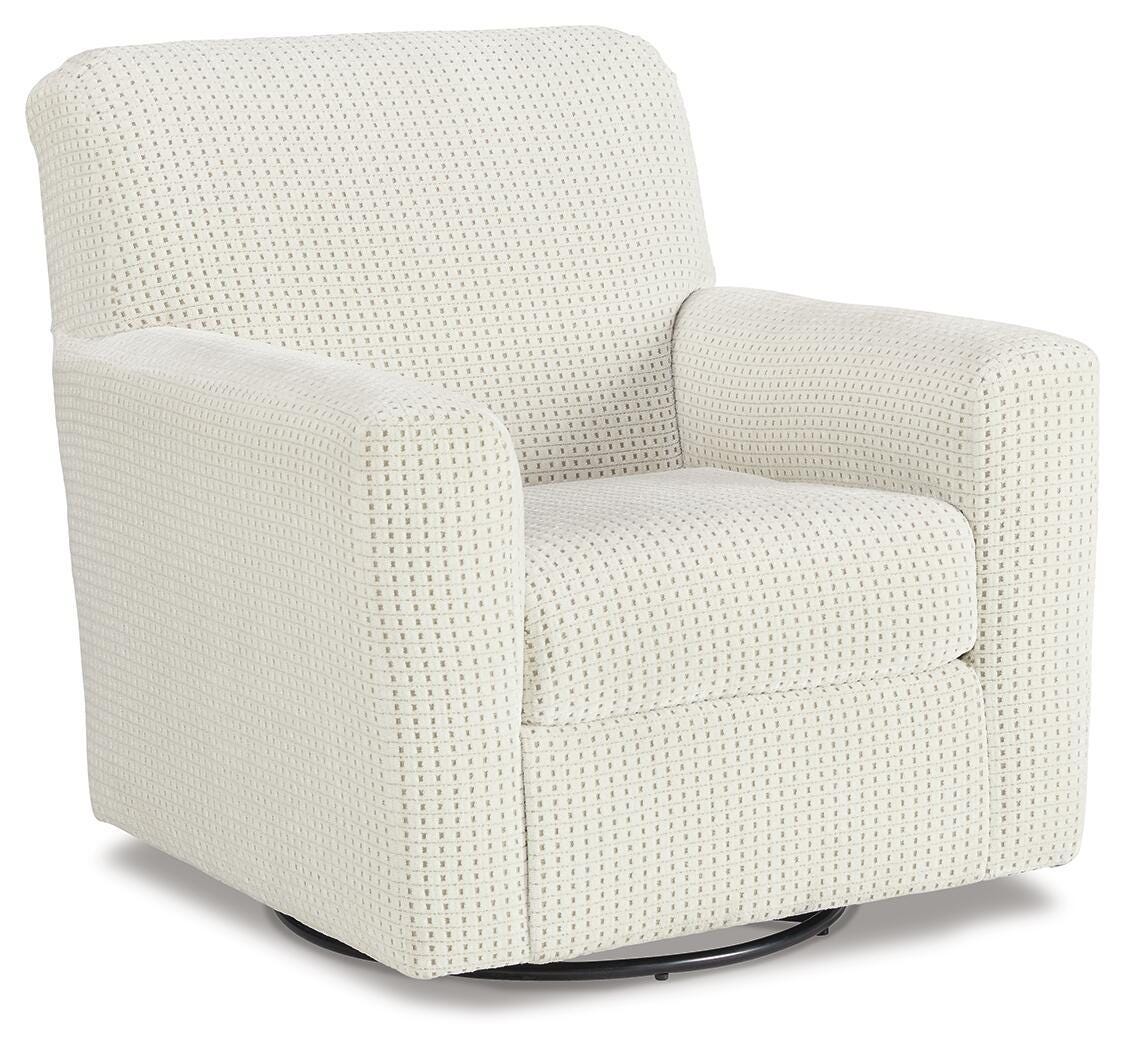 Herstow - Swivel Glider Accent Chair - Ivory - Fabric