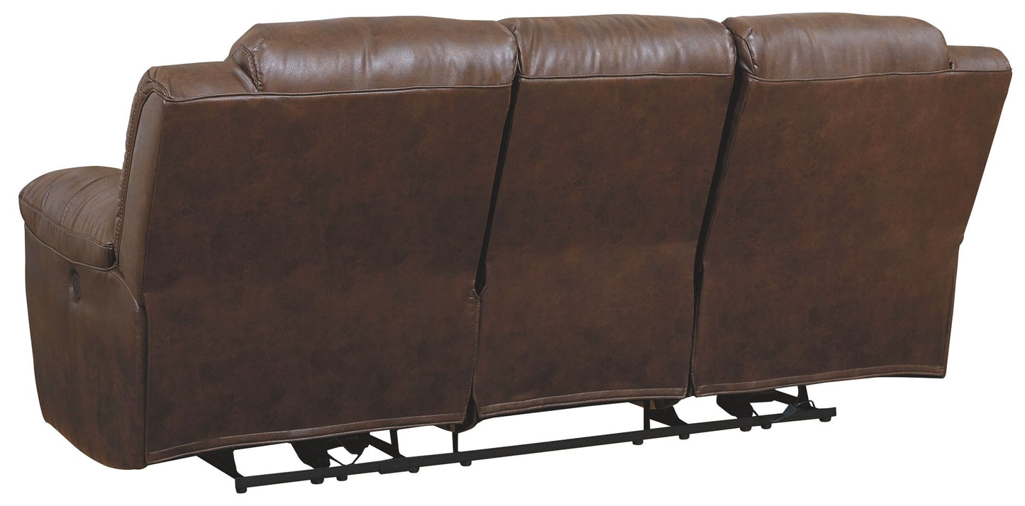Stoneland - Power Reclining Sofa - Faux Leather - Chocolate