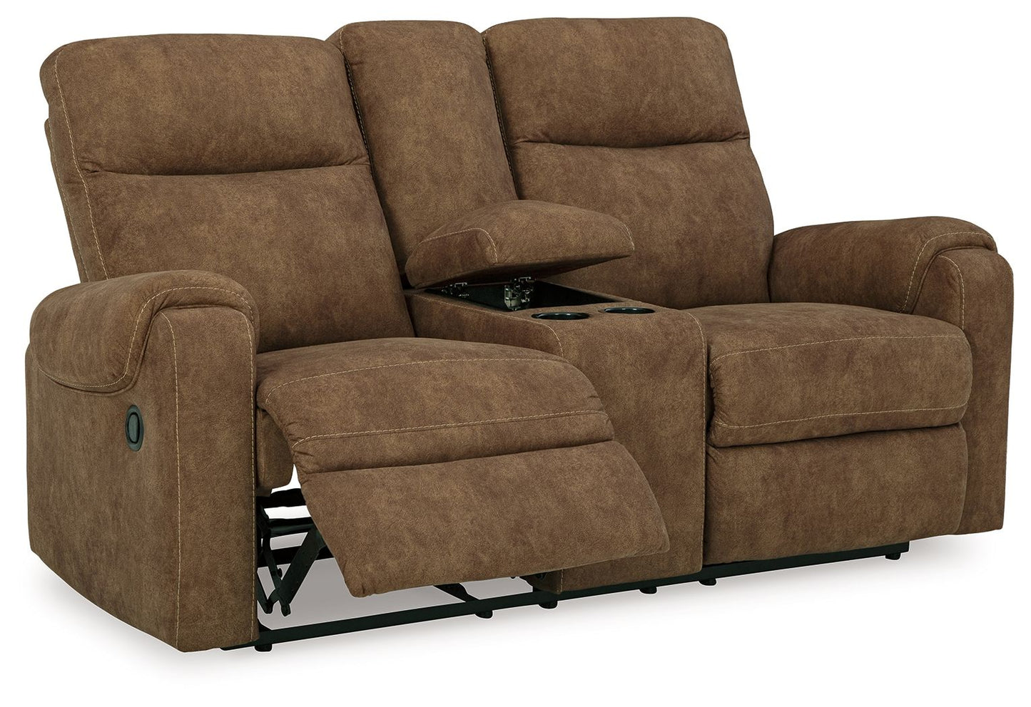 Edenwold - Dbl Reclining Loveseat With Console - Faux Leather - Brindle