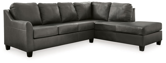 Valderno - 2-Piece Sectional With Raf Corner Chaise - Leather Match - Fog