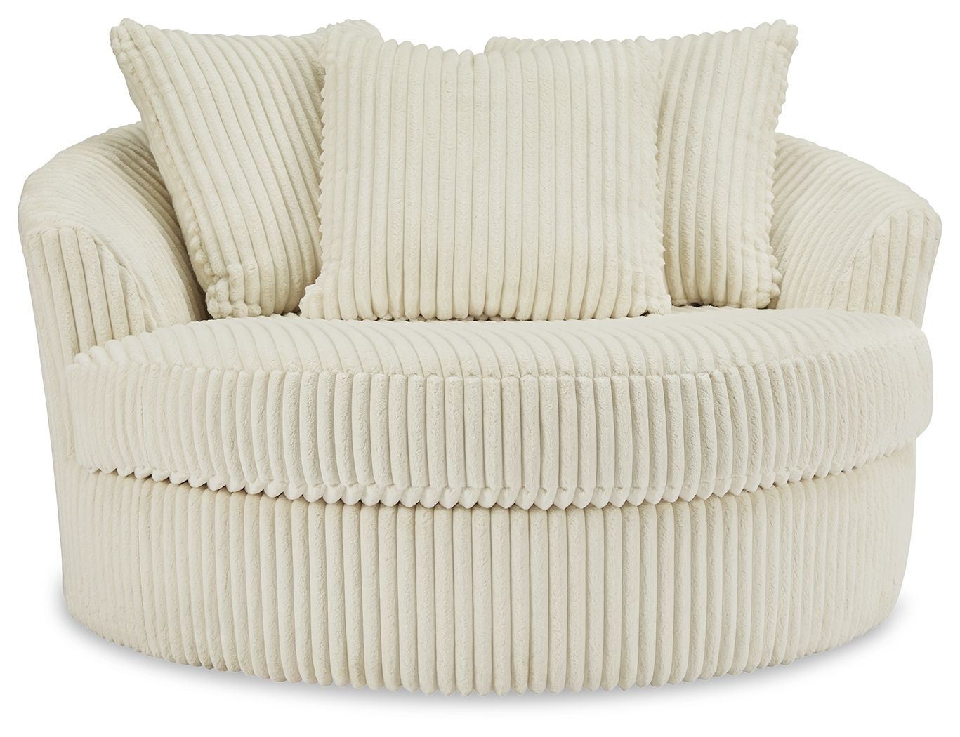 Lindyn - Oversized Swivel Accent Chair - Fabric - Ivory