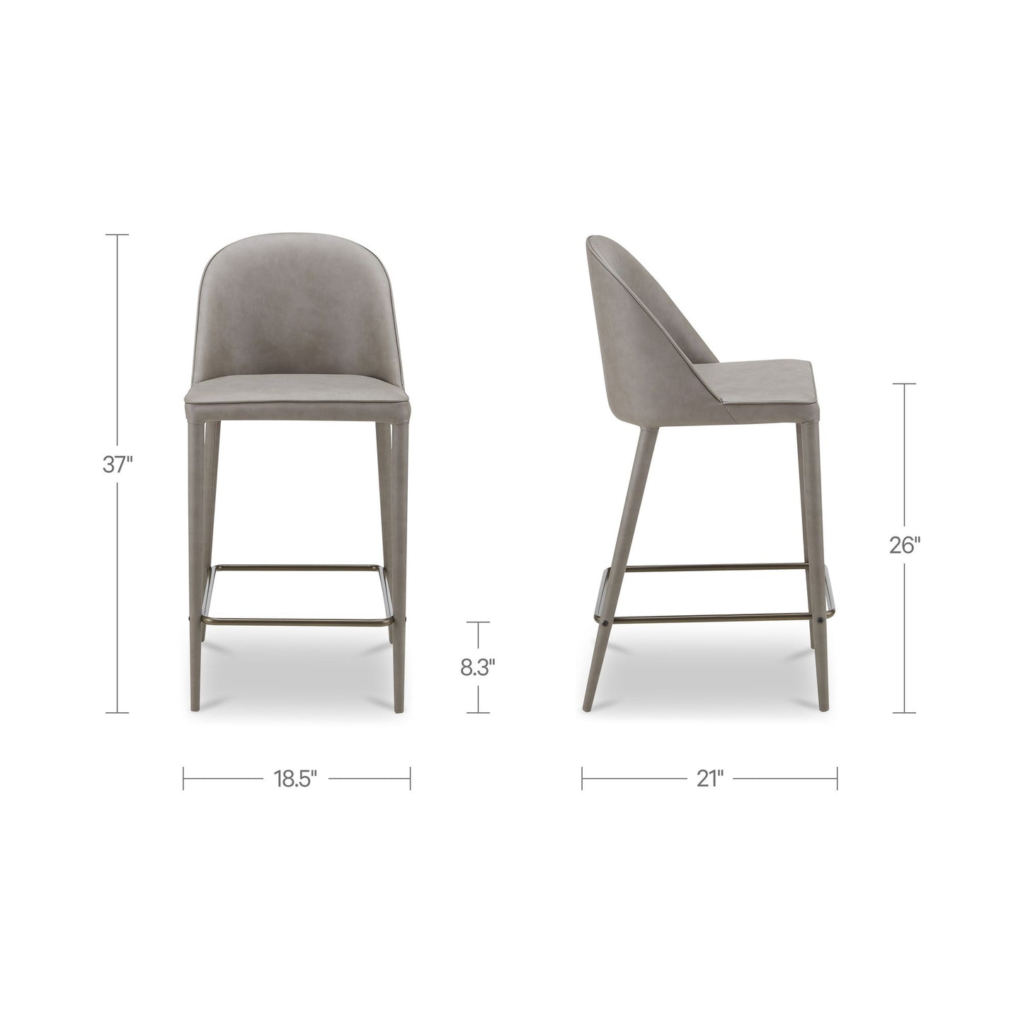 Burton - Counter Stool Vegan Leather - Gray / Blue
