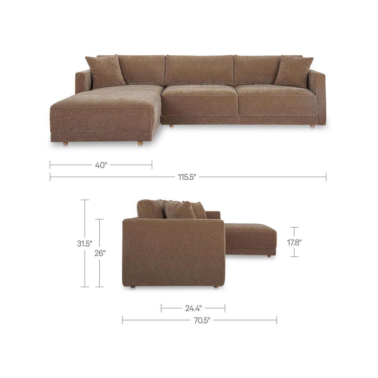 Bryn - Sectional Camel Left Stationary Sofa - Camel