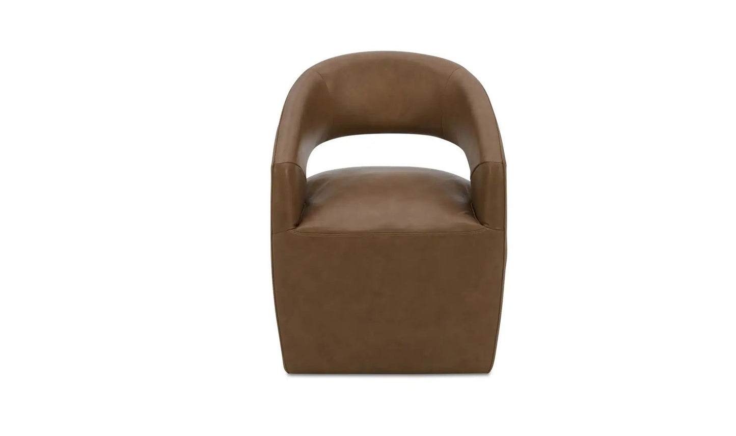 Barrow - Rolling Dining Chair Leather - Tan