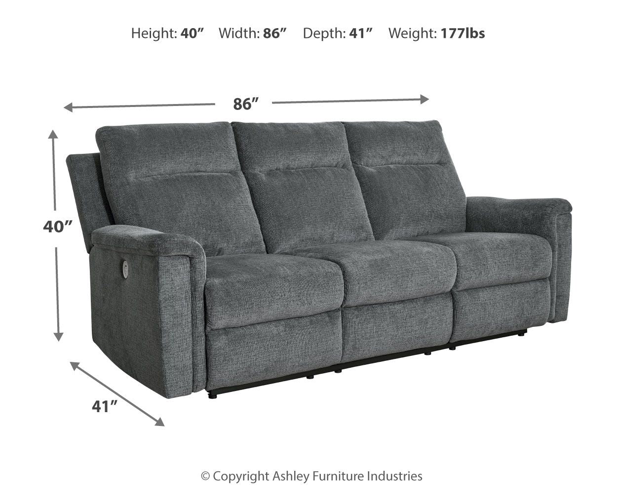 Barnsana - Power Reclining Sofa - Fabric - Gravel