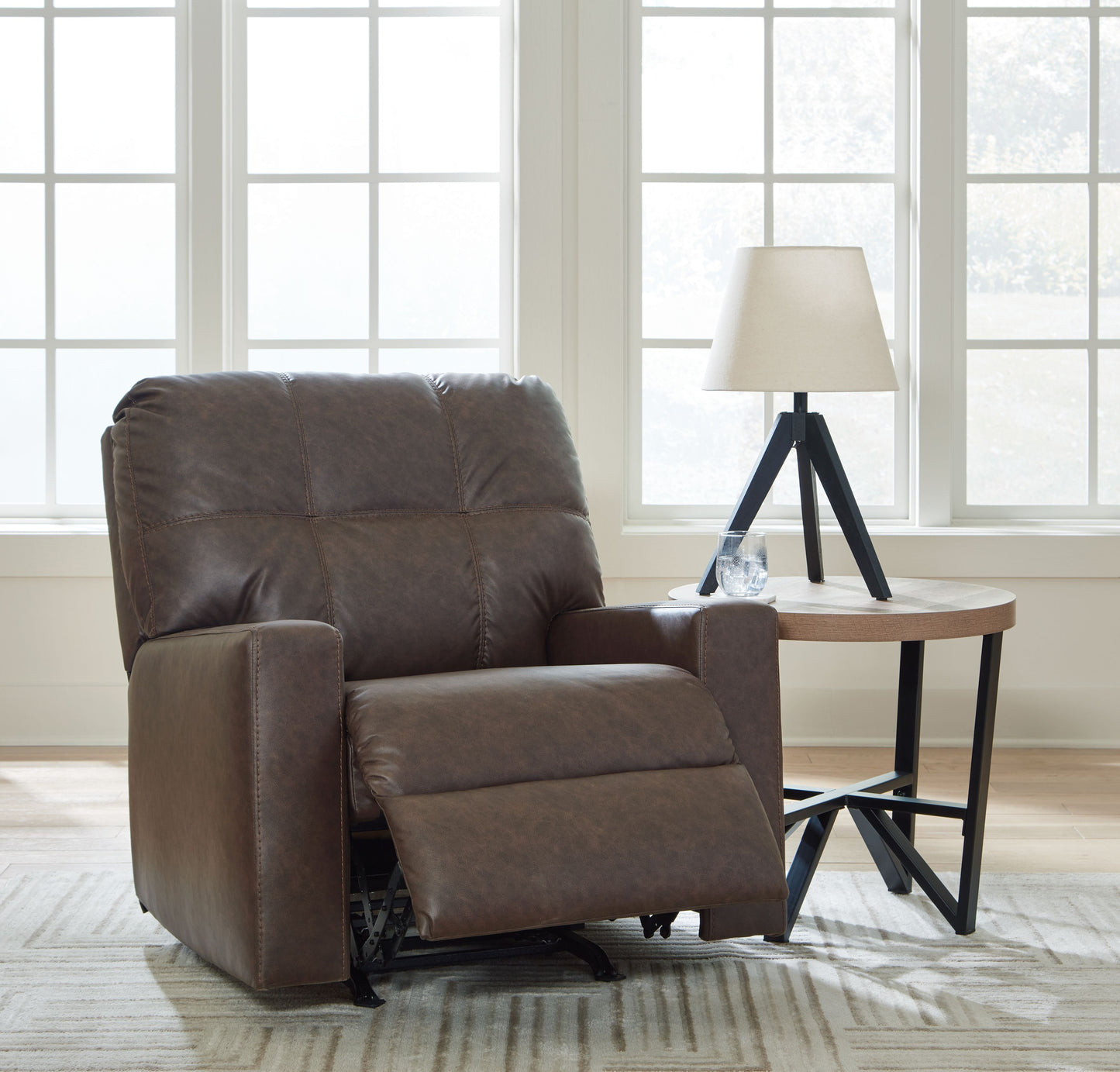 Barlin Mills - Rocker Recliner - Faux Leather - Umber