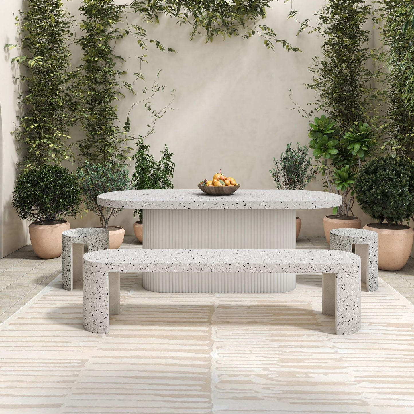 Lyon - Outdoor Cement Dining Table - Pearl Silver