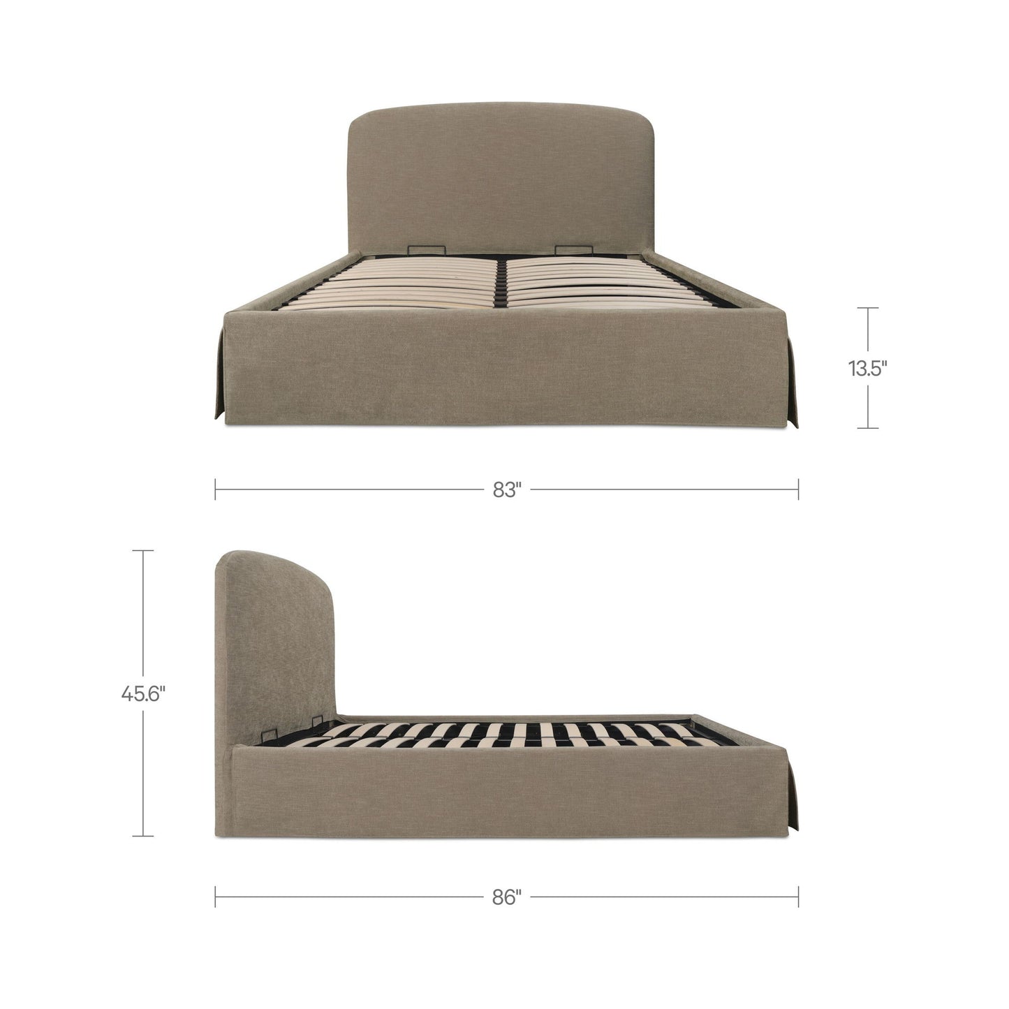 Joan - King Storage Bed - Light Taupe