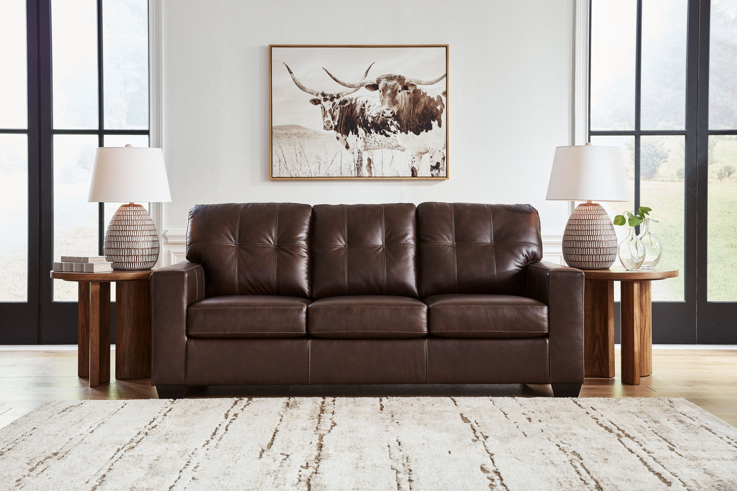 Santorine - Sofa - Leather Match - Dark Brown