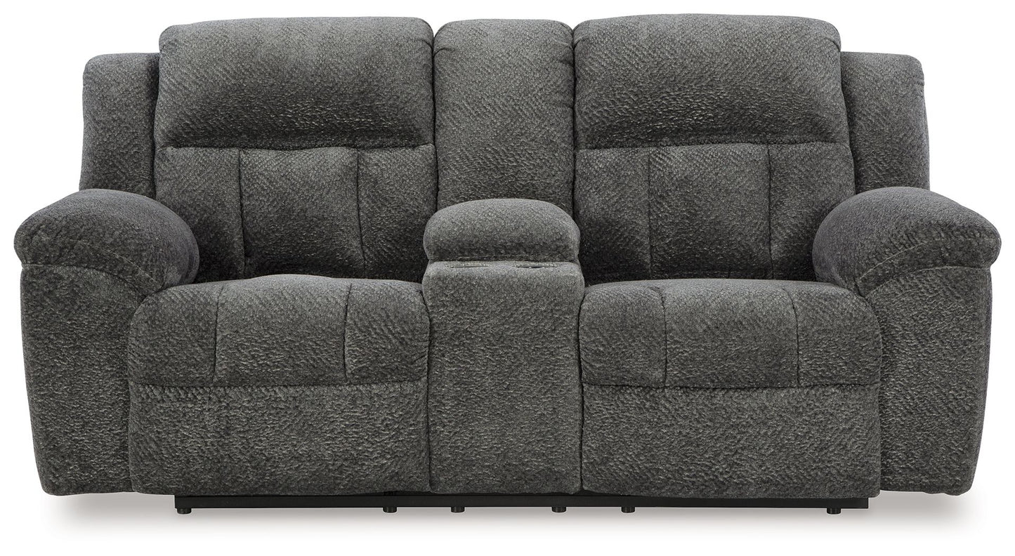 Frohn - Dbl Reclining Loveseat With Console - Fabric - Graphite