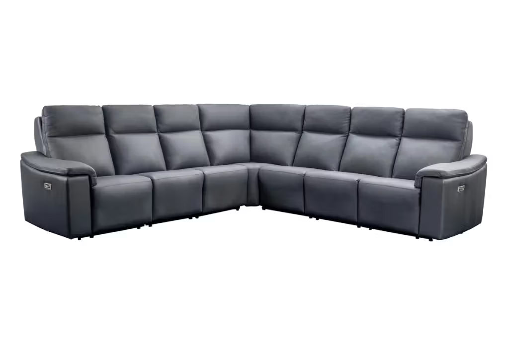 Elran Customizable Kayce 7-Piece Power Reclining Sectional Available in Fabric or Leather