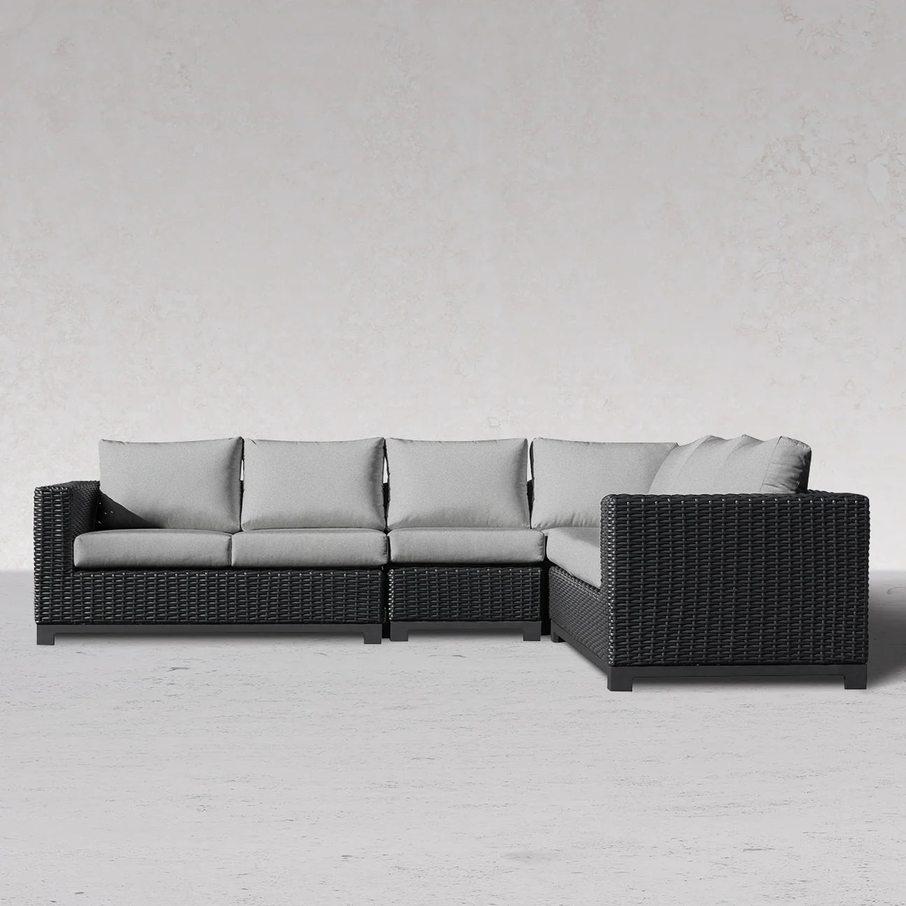 Trillium Black Wicker With Sunbrella Fabric Modular Sectional