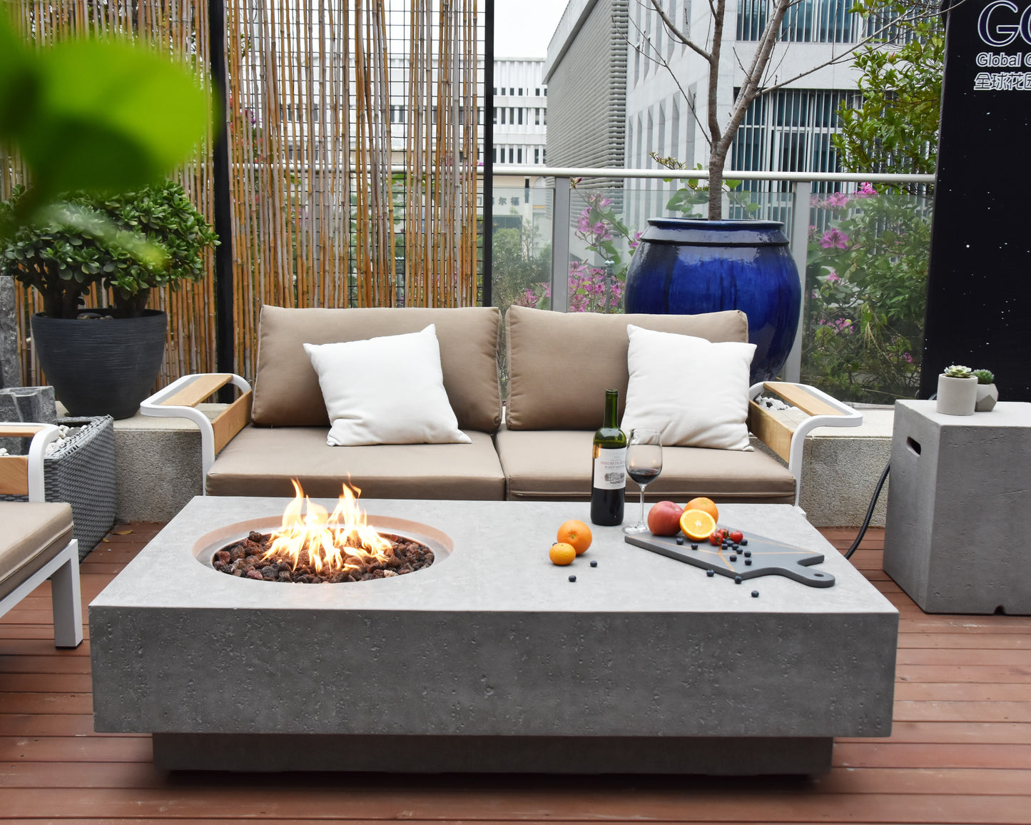 Elementi Metropolis Fire Table In Light Grey Natural Gas