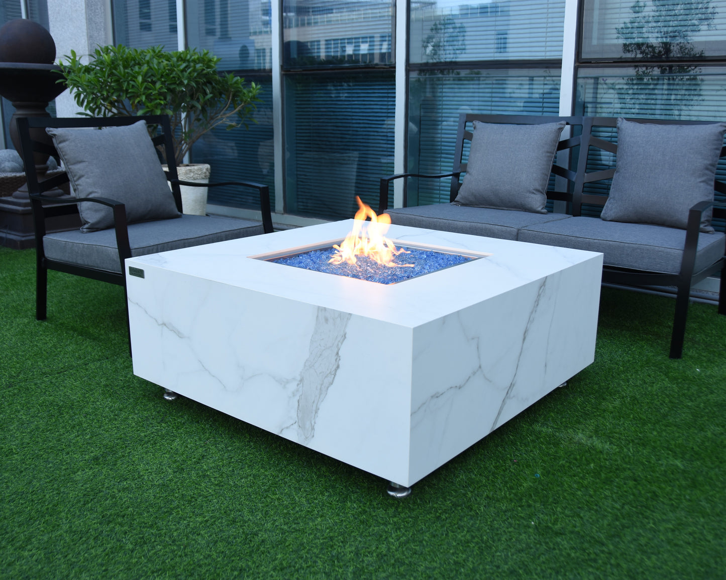 Elementi Plus Bianco White Porcelain Fire Table
