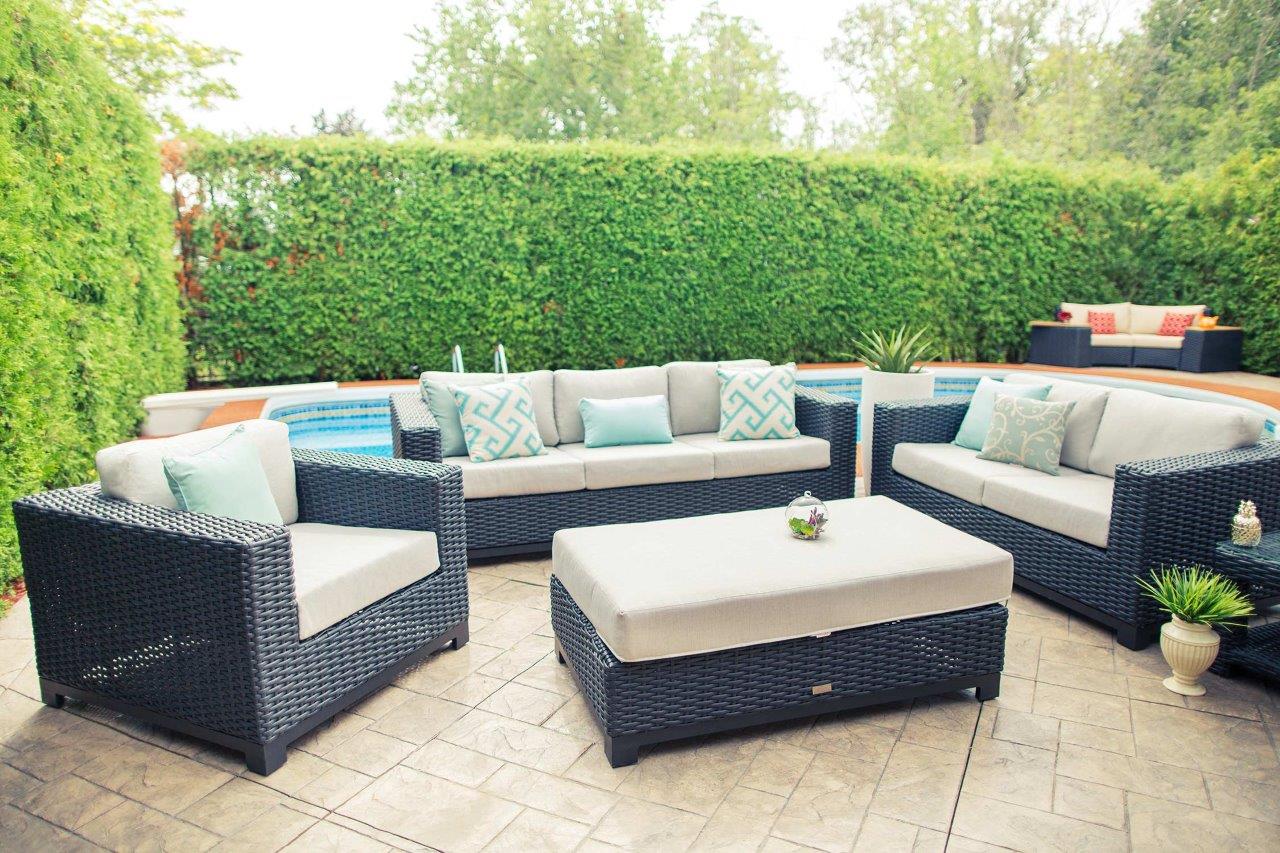 Trillium Collection Black Wicker With Sunbrella Fabric