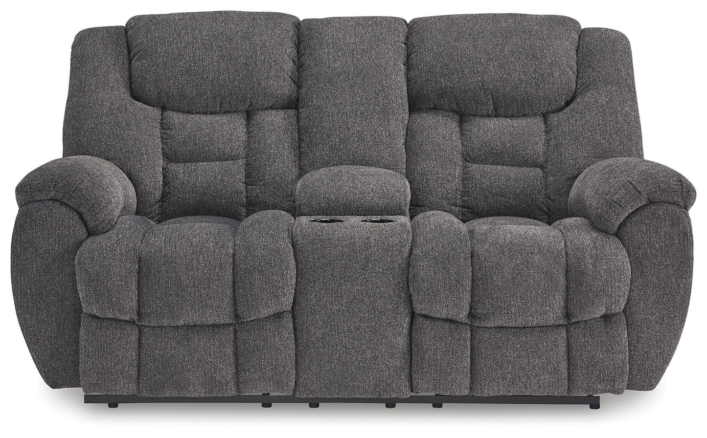 Foreside - Dbl Reclining Loveseat With Console - Fabric - Charcoal