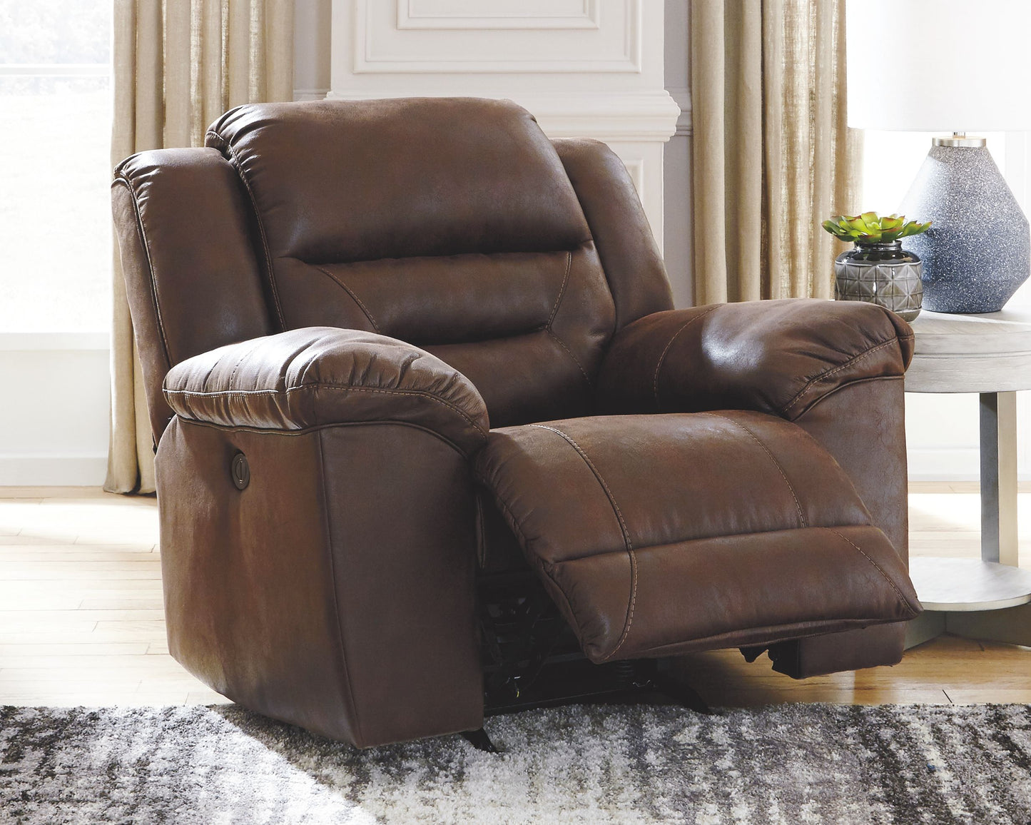 Stoneland - Power Rocker Recliner - Faux Leather - Chocolate