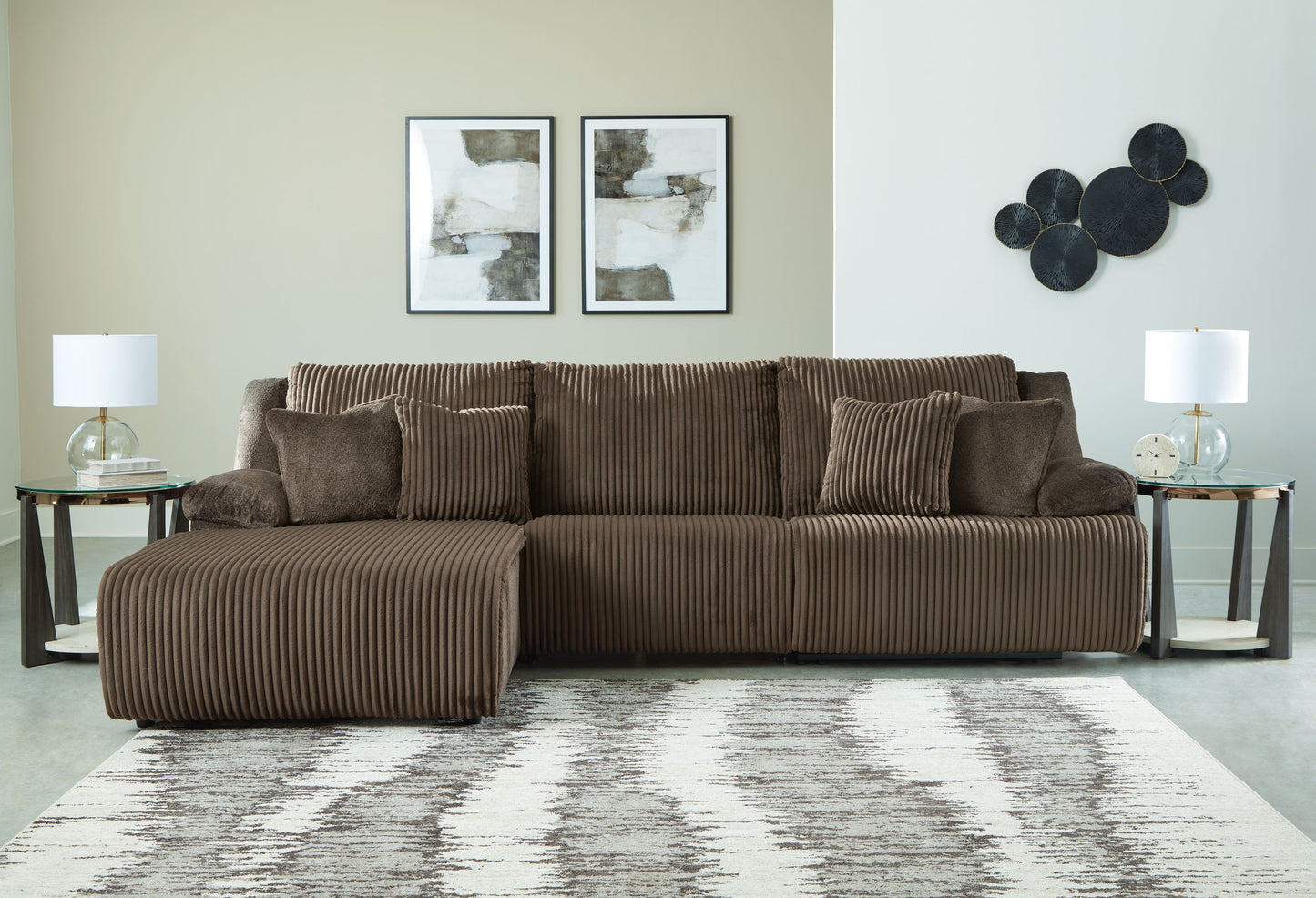 Top Tier - Chocolate - 3-Piece Sectional Reclining Sofa With Left-Arm Facing Press Back Chaise