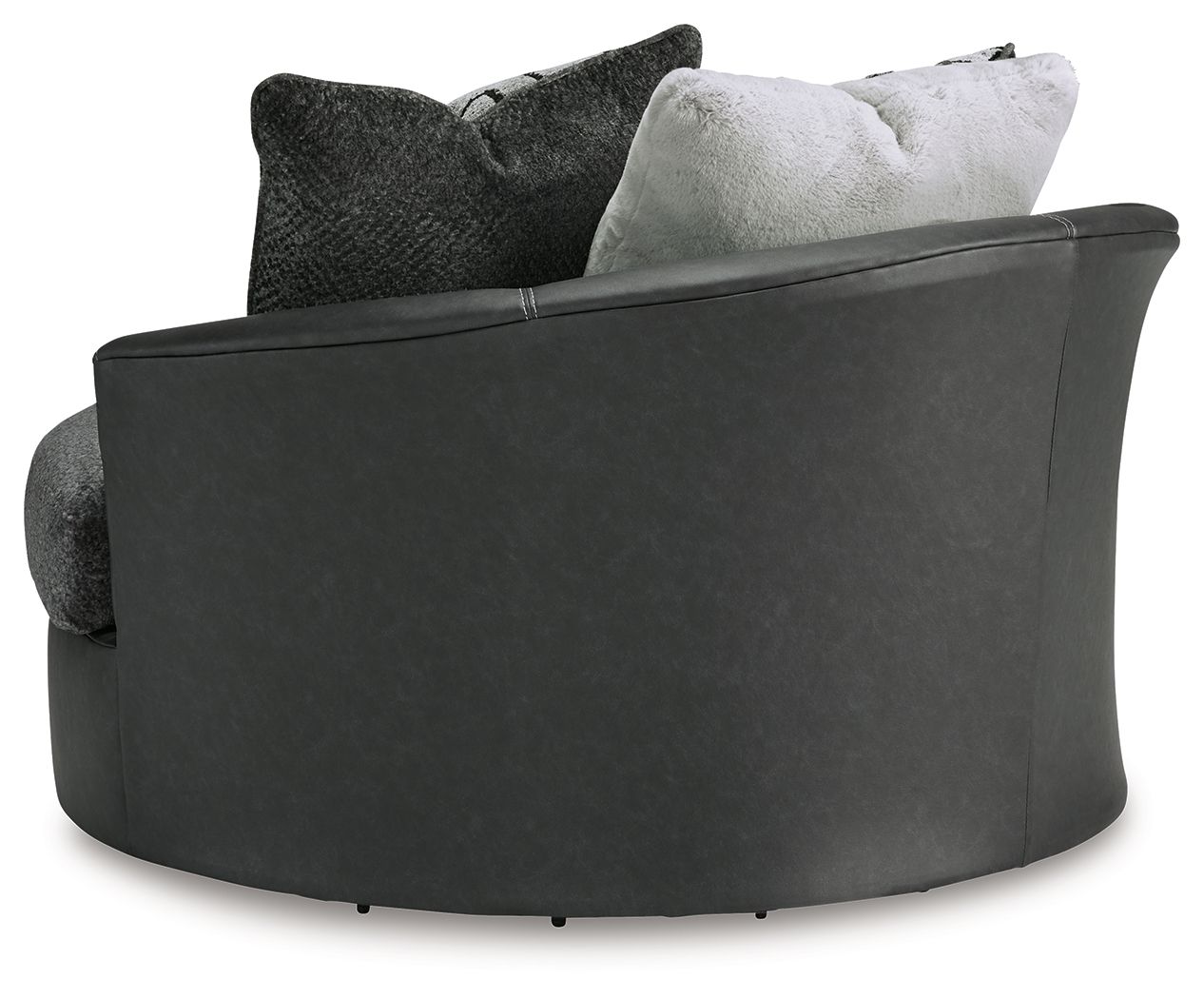 Brixley Pier - Oversized Swivel Accent Chair - Faux Leather / Fabric - Graphite