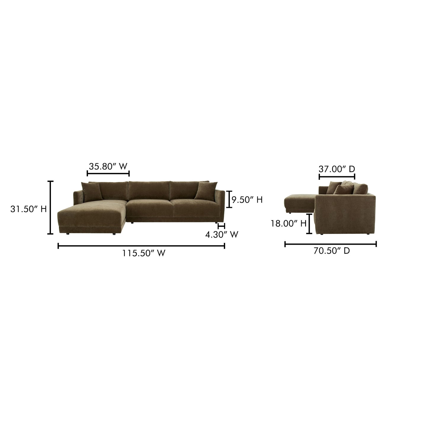 Bryn - Sectional Left - Cedar Green