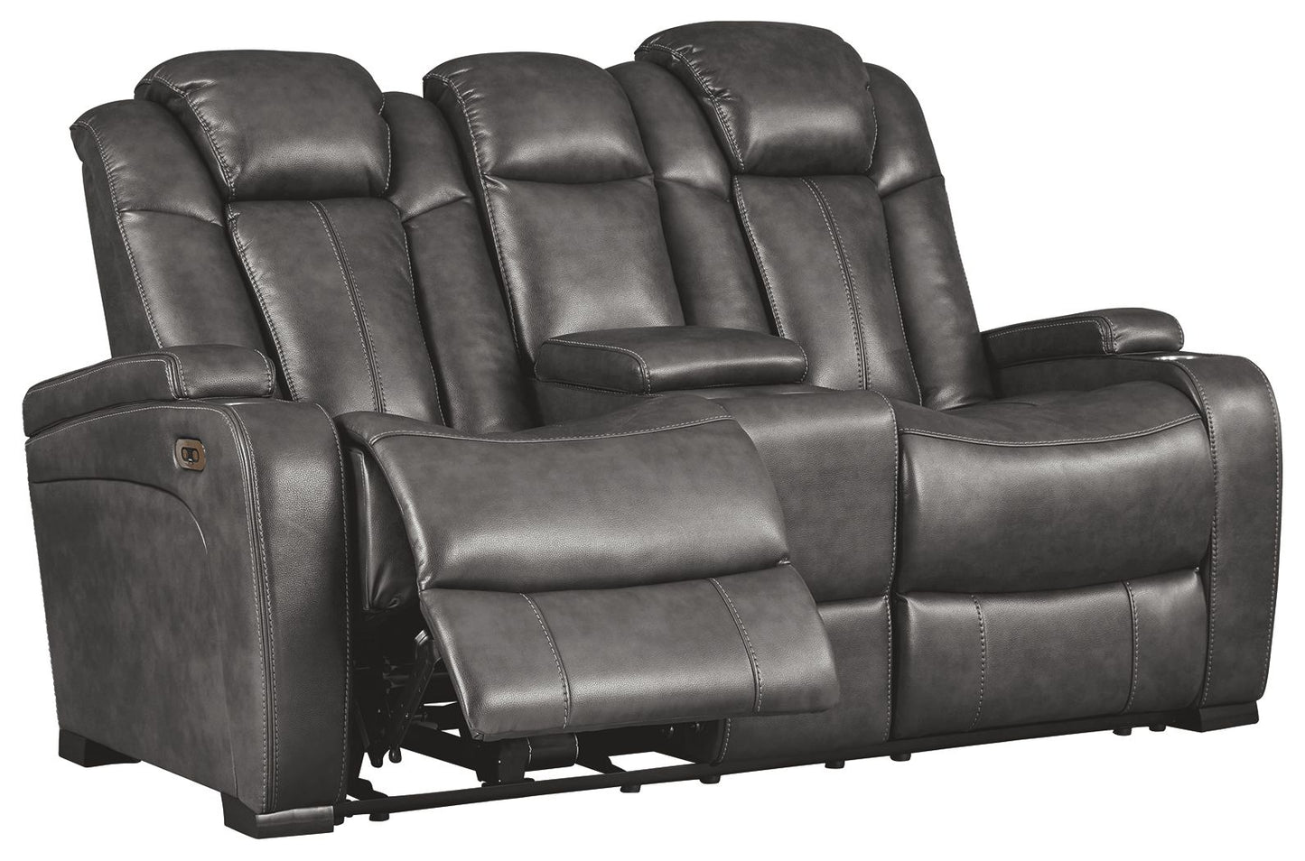 Turbulance - Quarry - Pwr Rec Loveseat with Adjustable Headrest