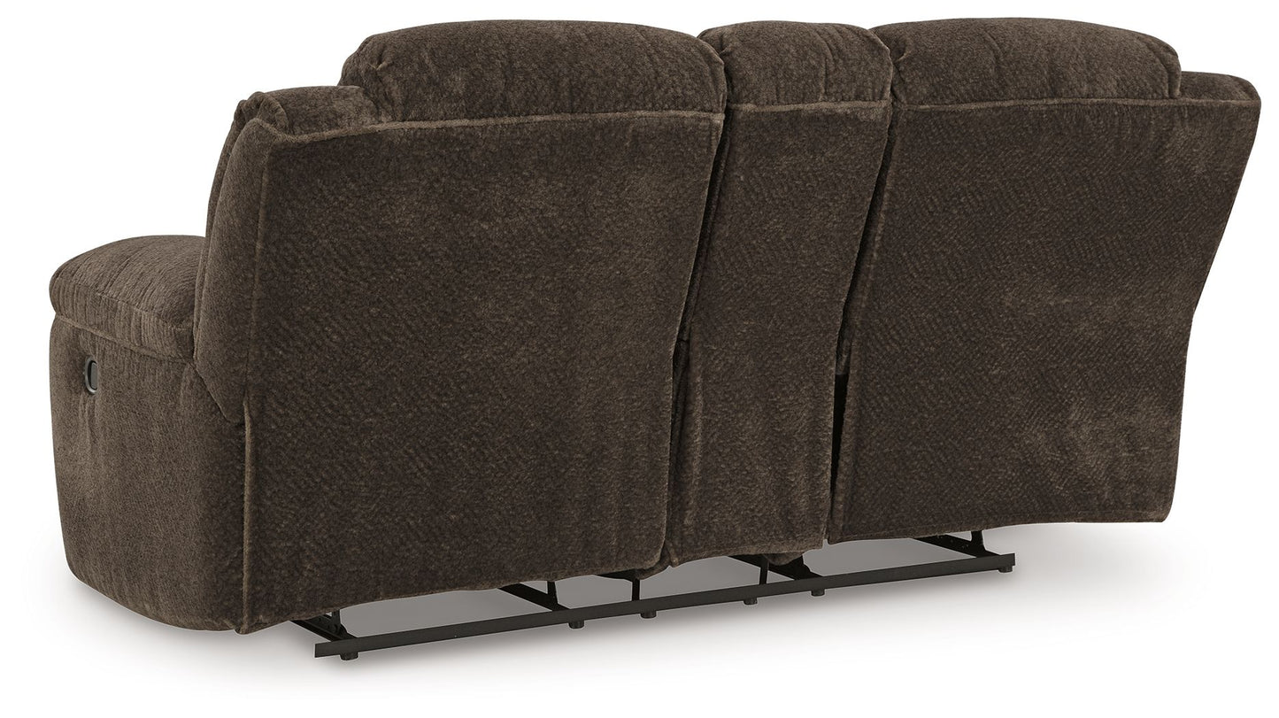 Frohn - Dbl Reclining Loveseat With Console - Fabric - Chocolate