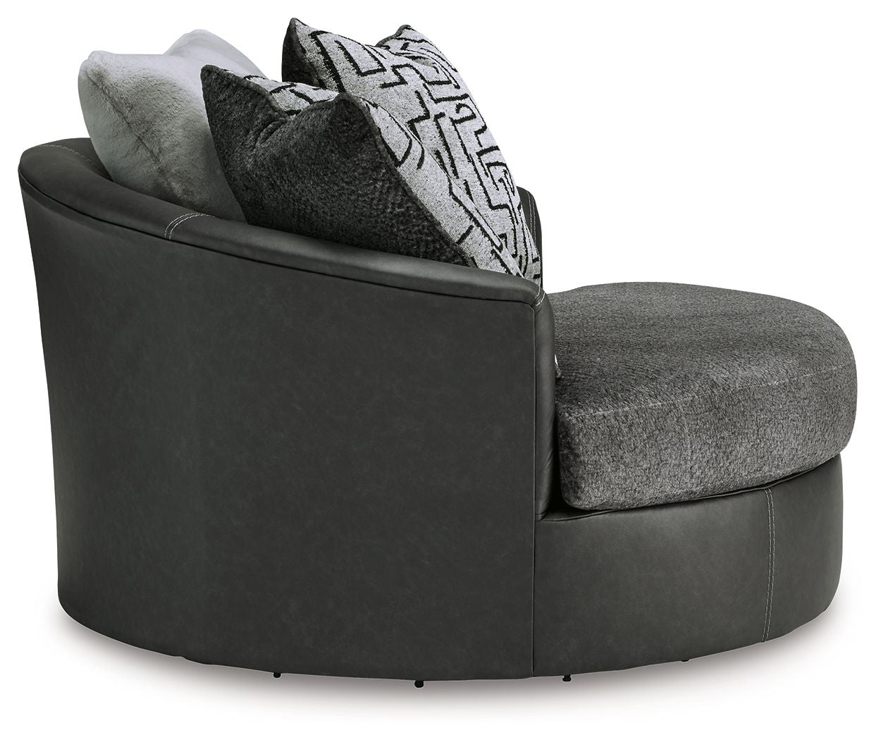 Brixley Pier - Oversized Swivel Accent Chair - Faux Leather / Fabric - Graphite