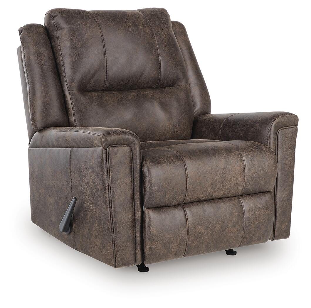 Lixtowel - Rocker Recliner - Walnut - Faux Leather