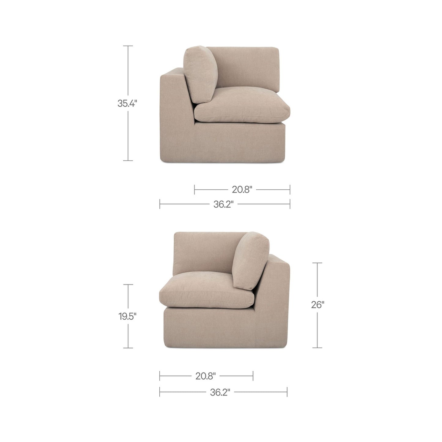 Cates - Corner Chair - Pebble