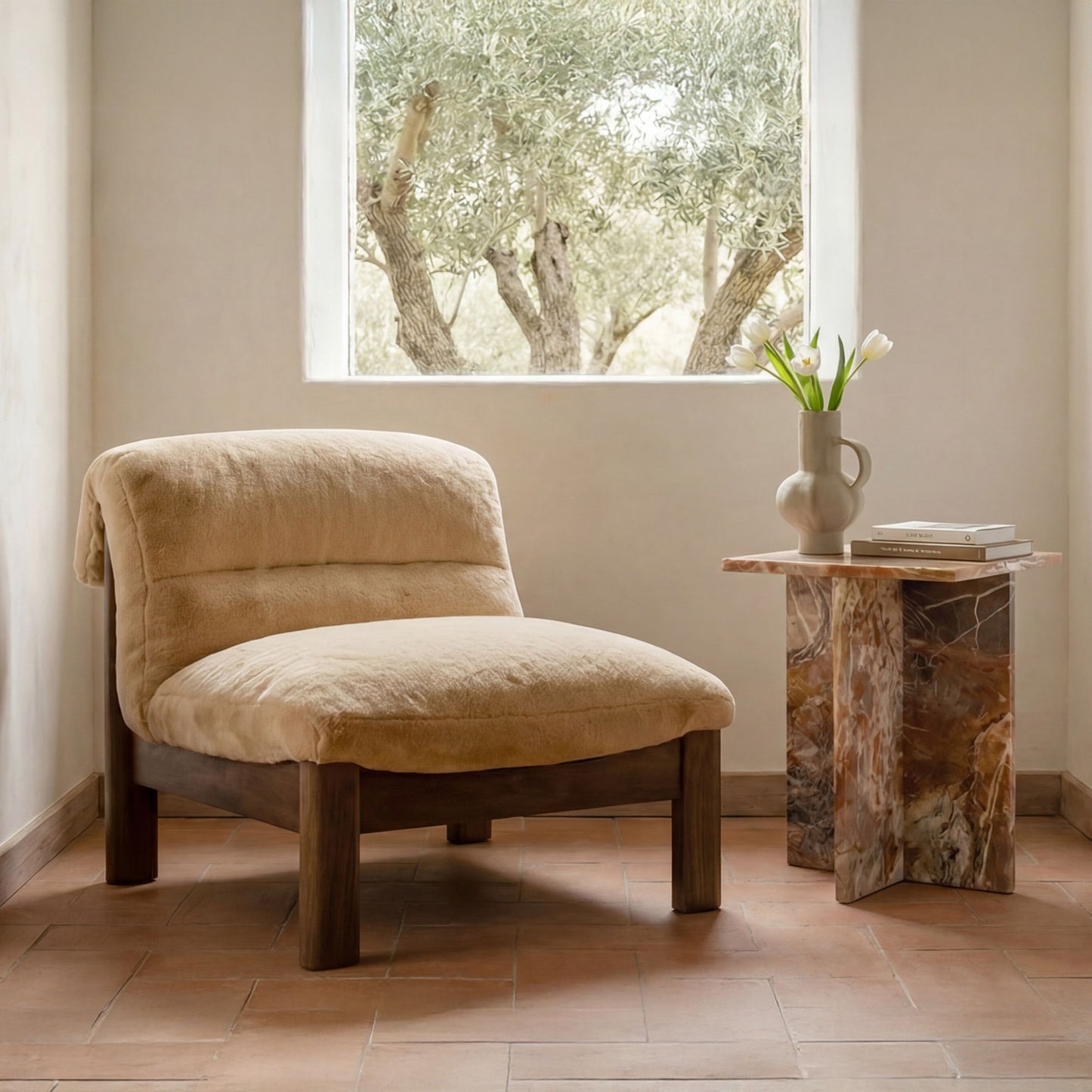 Pierce - Accent Chair Faux Fur - Brown